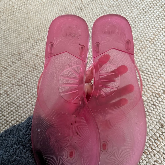 J. Crew Hot Pink Jelly Flip Flops with Flower Accent - Picture 5 of 6